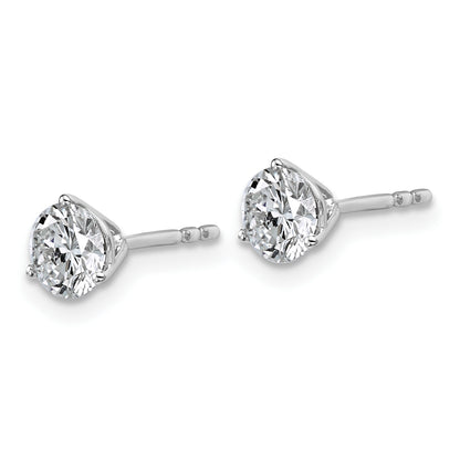 14K White Gold 1 Ctw Certified Lab Grown Diamond Vs+ F+ Round 3 Prong Heavy Wt. Stud Earrings