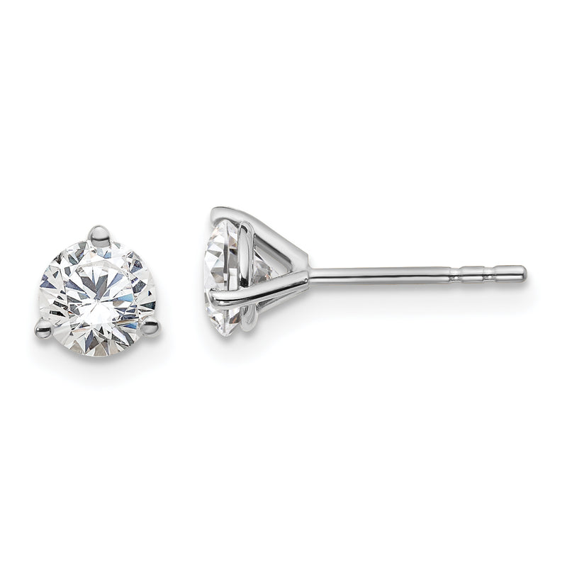 14K White Gold 1 Ctw Lab Grown Diamond Vs+ F+ Round 3 Prong Heavy Wt. Stud Earrings