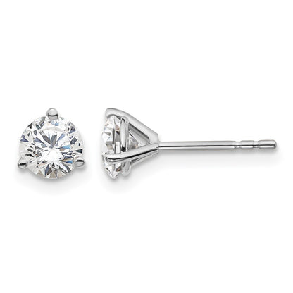 14k White Gold 1 ctw Lab Grown Diamond VS/SI+ G+ Round 3 Prong Heavy Wt. Stud Earrings