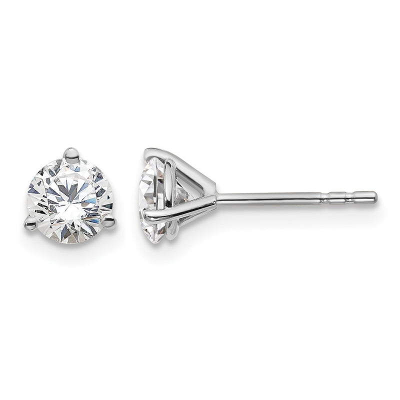 14k White Gold 1 ctw Lab Grown Diamond VS/SI+ G+ Round 3 Prong Heavy Wt. Stud Earrings