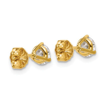 14K Yellow Gold 1 Ctw Lab Grown Diamond Vs+ F+ Round 3 Prong Heavy Wt. Stud Earrings