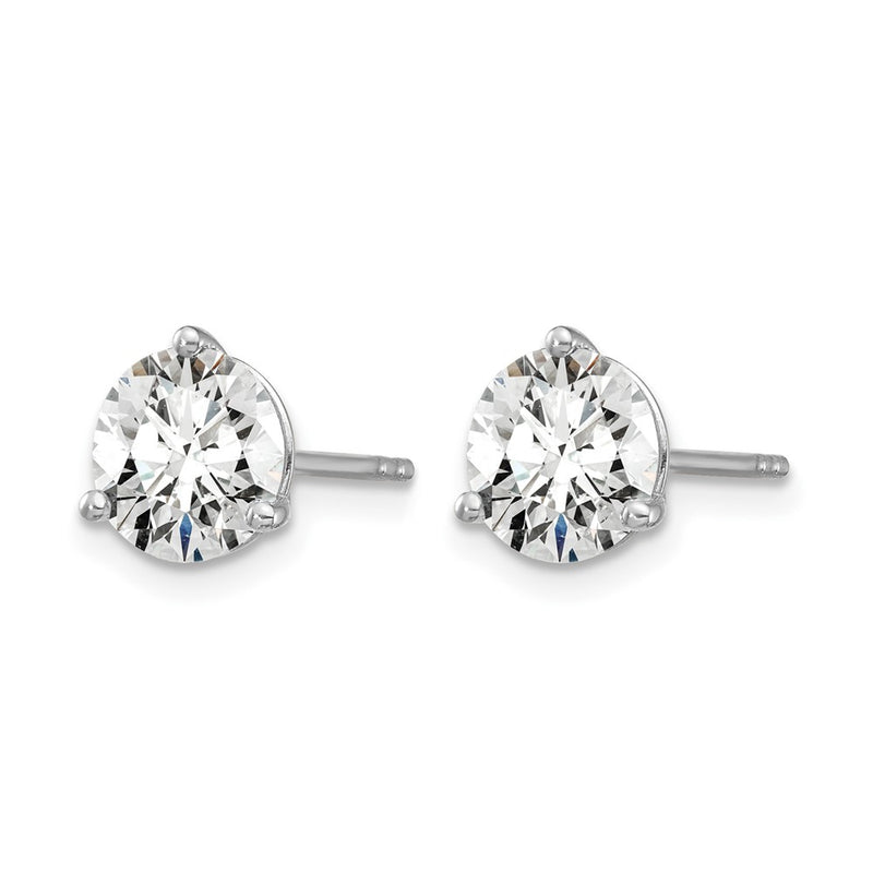 14k White Gold 1 1/2 ctw Lab Grown Diamond VS/SI+ G+ Round 3 Prong Heavy Wt. Stud Earrings