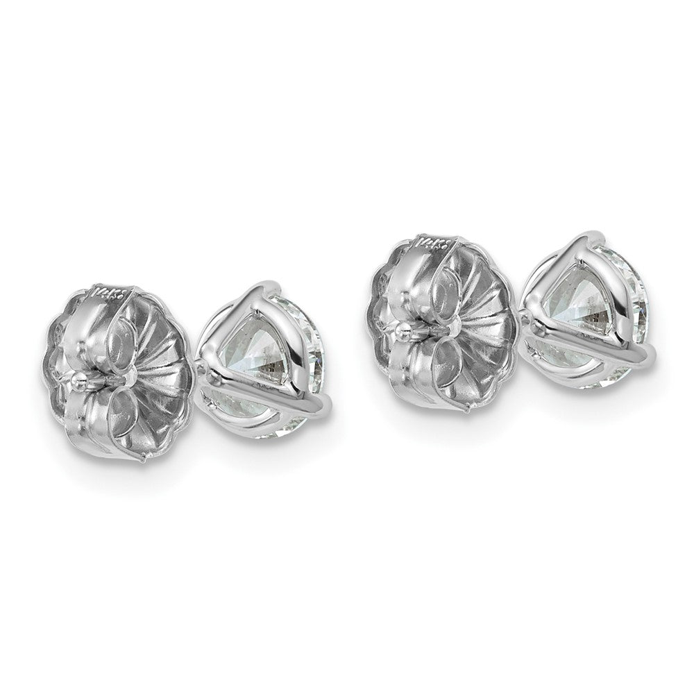 14K White Gold 1 1/2 Ctw Lab Grown Diamond Vs+ F+ Round 3 Prong Heavy Wt. Stud Earrings