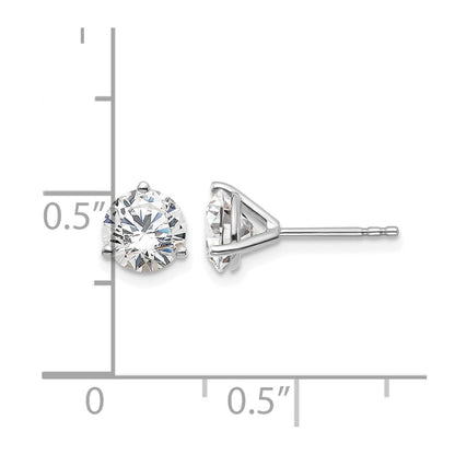 14K White Gold 1 3/4 Ctw Lab Grown Diamond Vs+ F+ Round 3 Prong Heavy Wt. Stud Earrings
