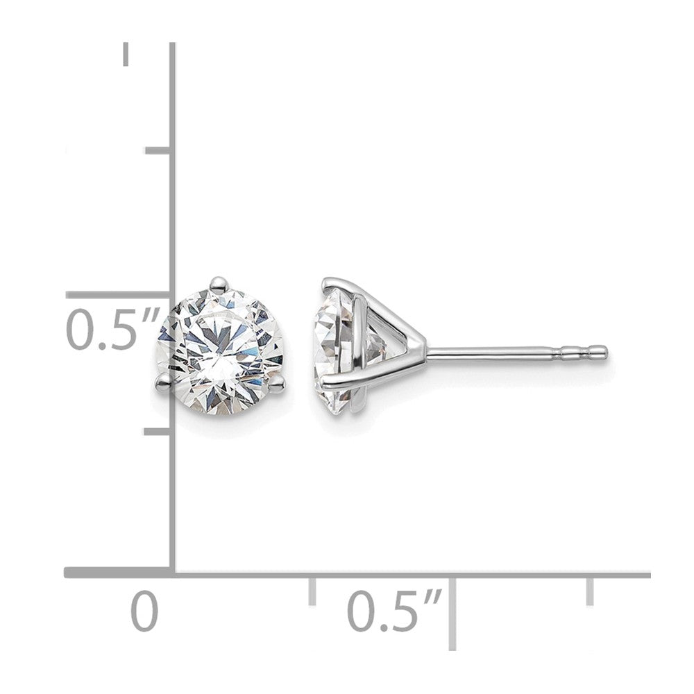 14K White Gold 1 1/2 Ctw Lab Grown Diamond Vs+ F+ Round 3 Prong Heavy Wt. Stud Earrings