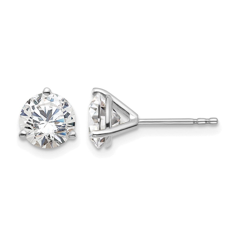 14k White Gold 1 1/2 ctw Certified Lab Grown Diamond VS/SI+ G+ Round 3 Prong Heavy Wt. Stud Earrings