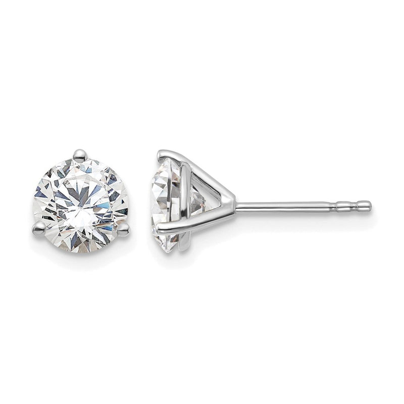 14K White Gold 1 3/4 Ctw Lab Grown Diamond Vs+ F+ Round 3 Prong Heavy Wt. Stud Earrings