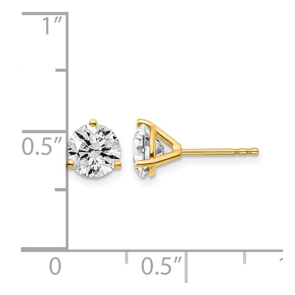 14K Yellow Gold 1 3/4 Ctw Lab Grown Diamond Vs+ F+ Round 3 Prong Heavy Wt. Stud Earrings