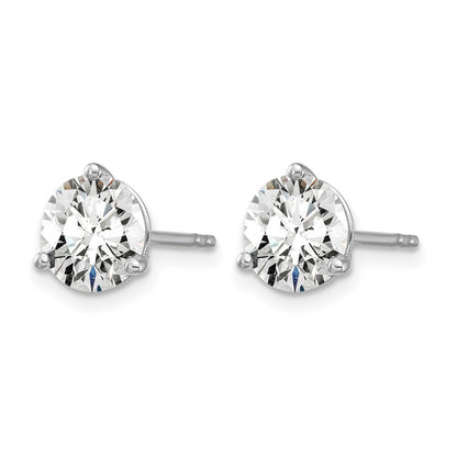 14k White Gold 2 Ct. Certified Lab Grown Diamond VS/SI+ G+ Round Three Prong Stud Post Earrings