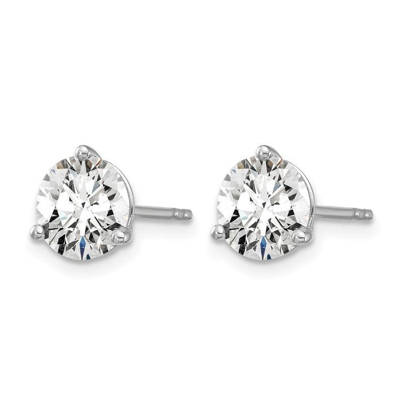 14K White Gold 2 1/2 Ctw Certified Lab Grown Diamond Vs+ F+ Round 3 Prong Heavy Wt. Stud Earrings