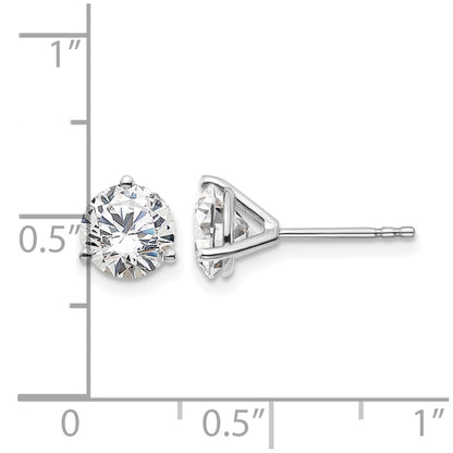 14k White Gold 2 Ct. Certified Lab Grown Diamond VS/SI+ G+ Round Three Prong Stud Post Earrings