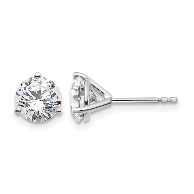 14k White Gold 2 1/2 ctw Certified Lab Grown Diamond VS/SI+ G+ Round 3 Prong Heavy Wt. Stud Earrings
