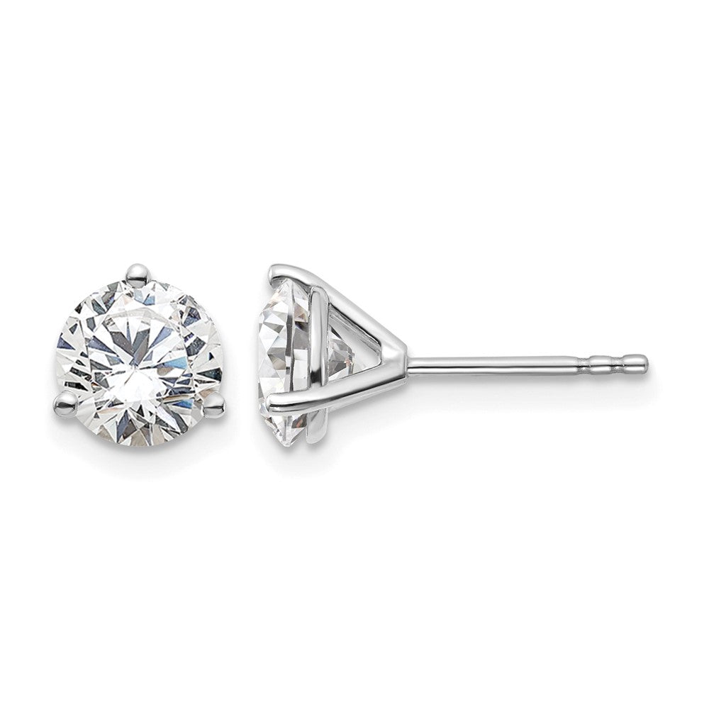 14K White Gold 2 1/2 Ctw Certified Lab Grown Diamond Vs+ F+ Round 3 Prong Heavy Wt. Stud Earrings
