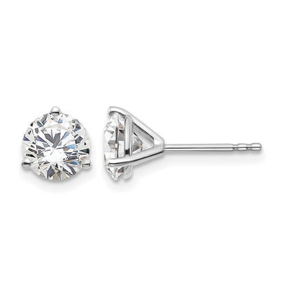 14K White Gold 2 1/2 Ctw Certified Lab Grown Diamond Vs+ F+ Round 3 Prong Heavy Wt. Stud Earrings