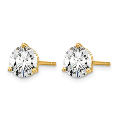 14K Yellow Gold 2 Ctw Lab Grown Diamond Vs/Si+ G+ Round 3 Prong Heavy Wt. Stud Earrings