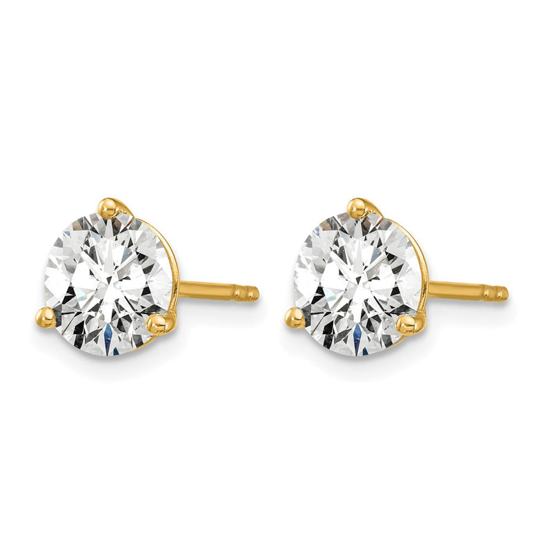14K Yellow Gold 2 1/2 Ctw Lab Grown Diamond Vs+ F+ Round 3 Prong Heavy Wt. Stud Earrings
