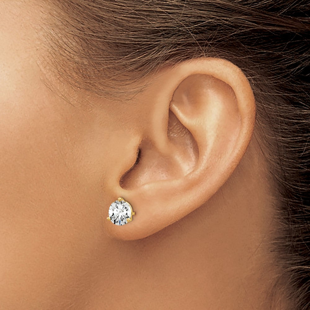 14K Yellow Gold 2 1/2 Ctw Certified Lab Grown Diamond Vs/Si+ G+ Round 3 Prong Heavy Wt. Stud Earrings