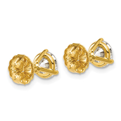 14K Yellow Gold 2 1/2 Ctw Certified Lab Grown Diamond Vs/Si+ G+ Round 3 Prong Heavy Wt. Stud Earrings