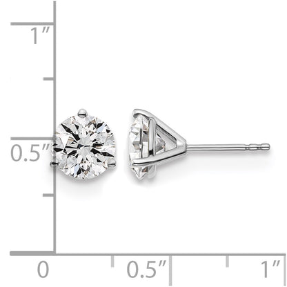 14K White Gold 3 Ctw Lab Grown Diamond Vs+ F+ Round Prong Heavy Wt. Stud Earrings