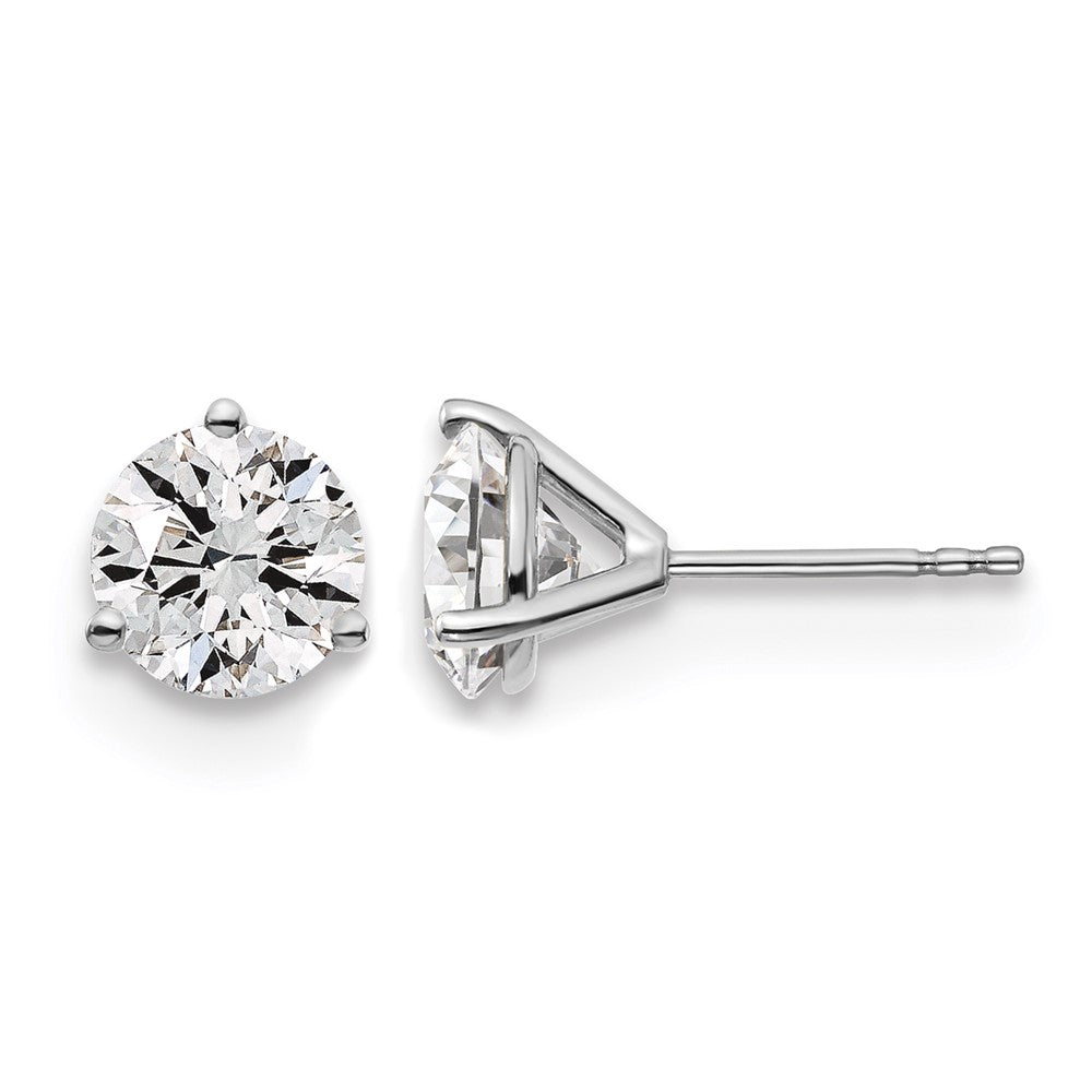 14K White Gold 3 Ctw Certified Lab Grown Diamond Vs/Si+ G+ Round Prong Heavy Wt. Stud Earrings
