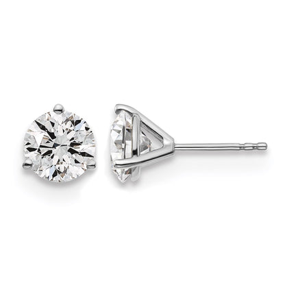 14K White Gold 3 Ctw Certified Lab Grown Diamond Vs+ F+ Round Prong Heavy Wt. Stud Earrings