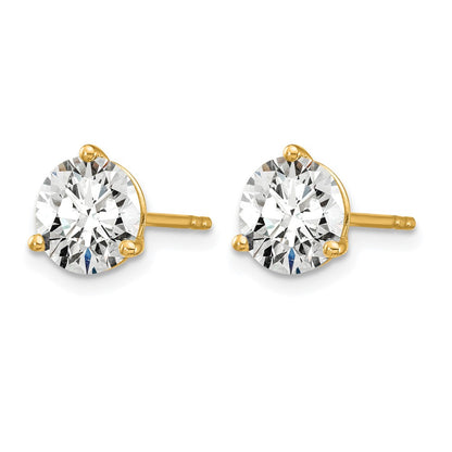 14K Yellow Gold 3 Ctw Lab Grown Diamond Vs/Si+ G+ Round Prong Heavy Wt. Stud Earrings