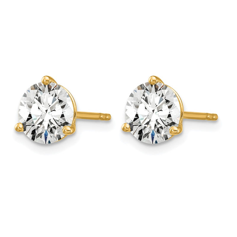 14K Yellow Gold 3 Ctw Certified Lab Grown Diamond Vs+ F+ Round Prong Heavy Wt. Stud Earrings