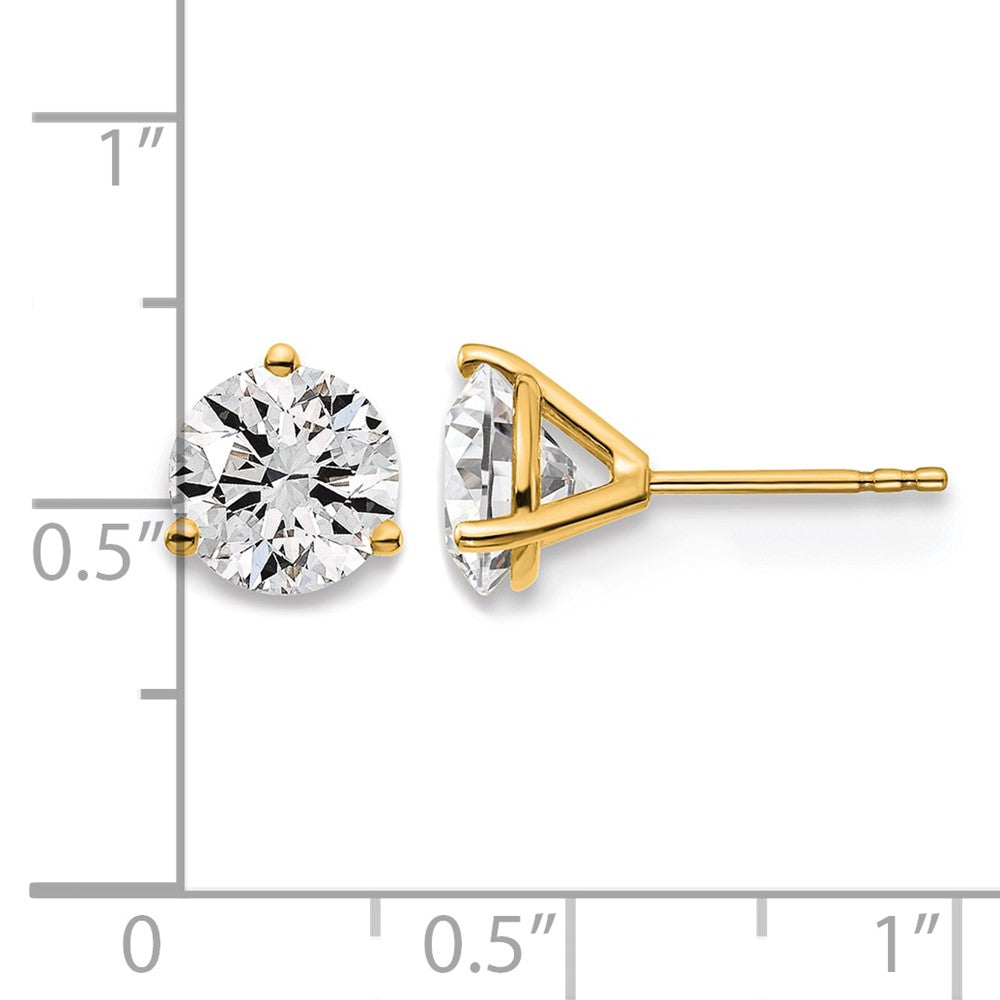 14K Yellow Gold 3 Ctw Lab Grown Diamond Vs+ F+ Round Prong Heavy Wt. Stud Earrings