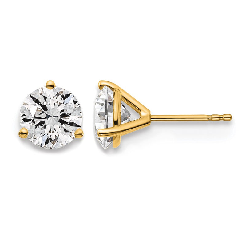 14K Yellow Gold 3 Ctw Lab Grown Diamond Vs+ F+ Round Prong Heavy Wt. Stud Earrings