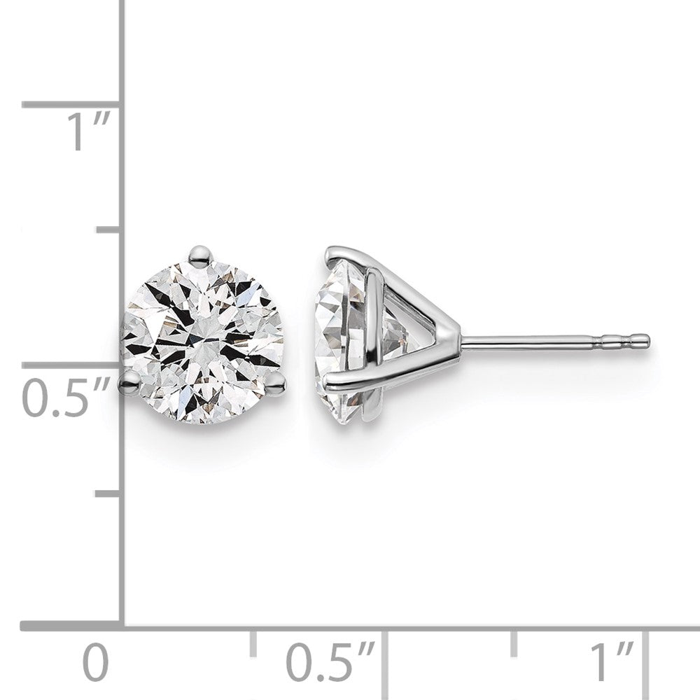14K White Gold 4 Ctw Certified Lab Grown Diamond Vs+ F+ Round 3 Prong Heavy Wt. Stud Earrings