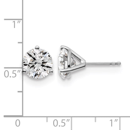 14k White Gold 4 ctw Certified Lab Grown Diamond VS/SI+ G+ Round 3 Prong Heavy Wt. Stud Earrings
