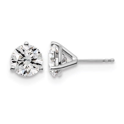 14k White Gold 4 ctw Lab Grown Diamond VS/SI+ G+ Round 3 Prong Heavy Wt. Stud Earrings