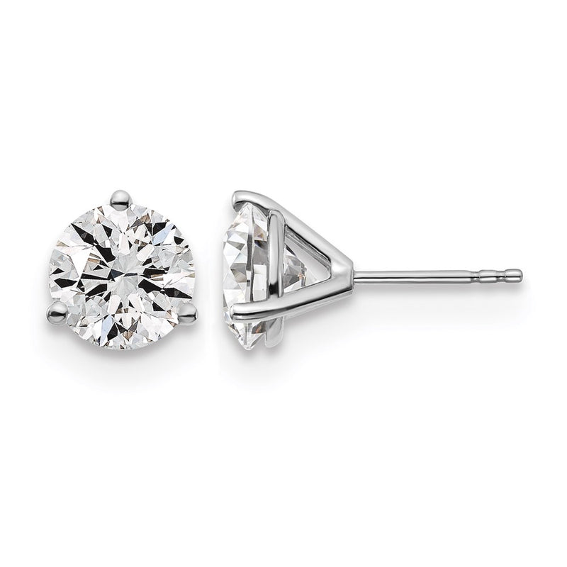 14k White Gold 4 ctw Lab Grown Diamond VS/SI+ G+ Round 3 Prong Heavy Wt. Stud Earrings