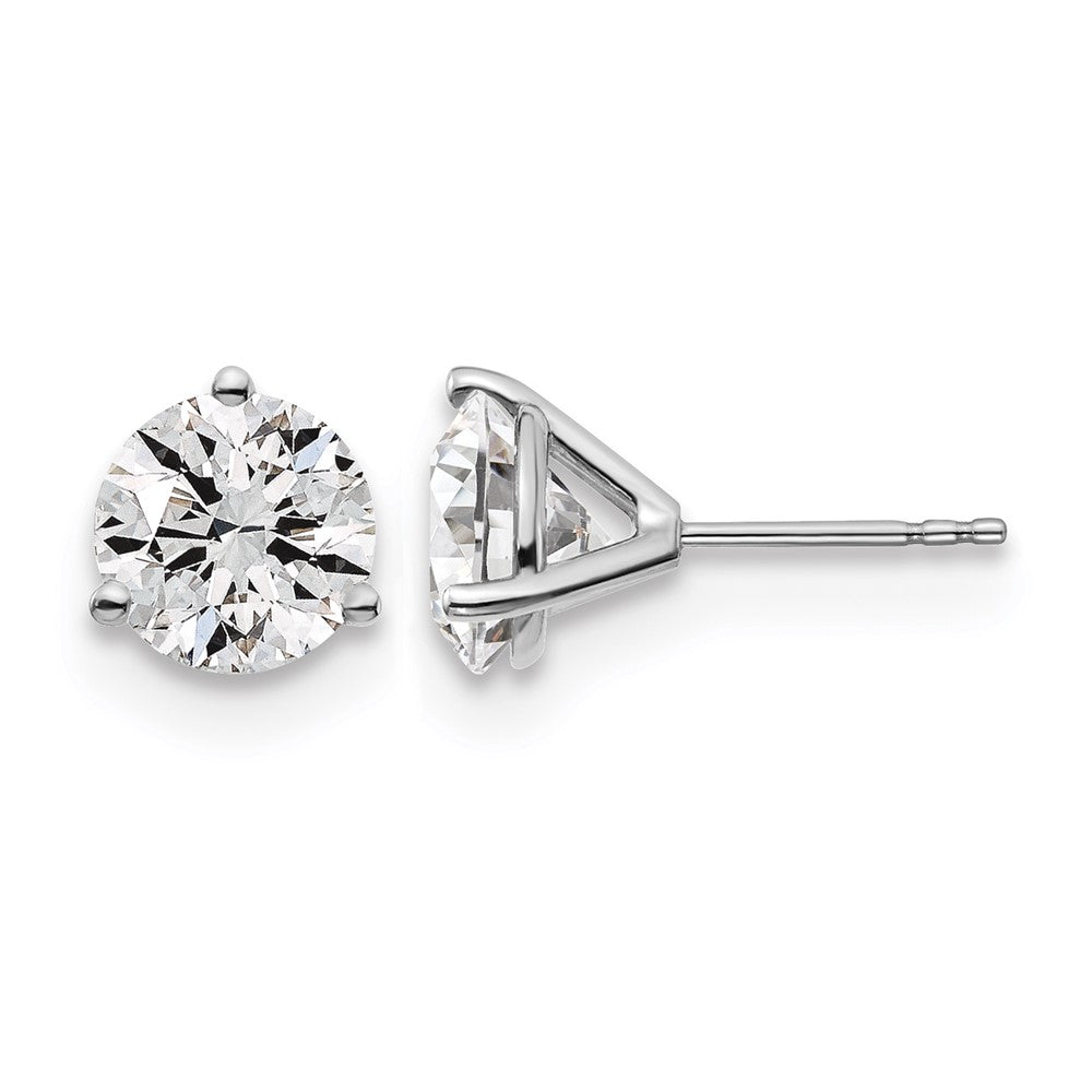 14K White Gold 4 Ctw Lab Grown Diamond Vs+ F+ Round 3 Prong Heavy Wt. Stud Earrings