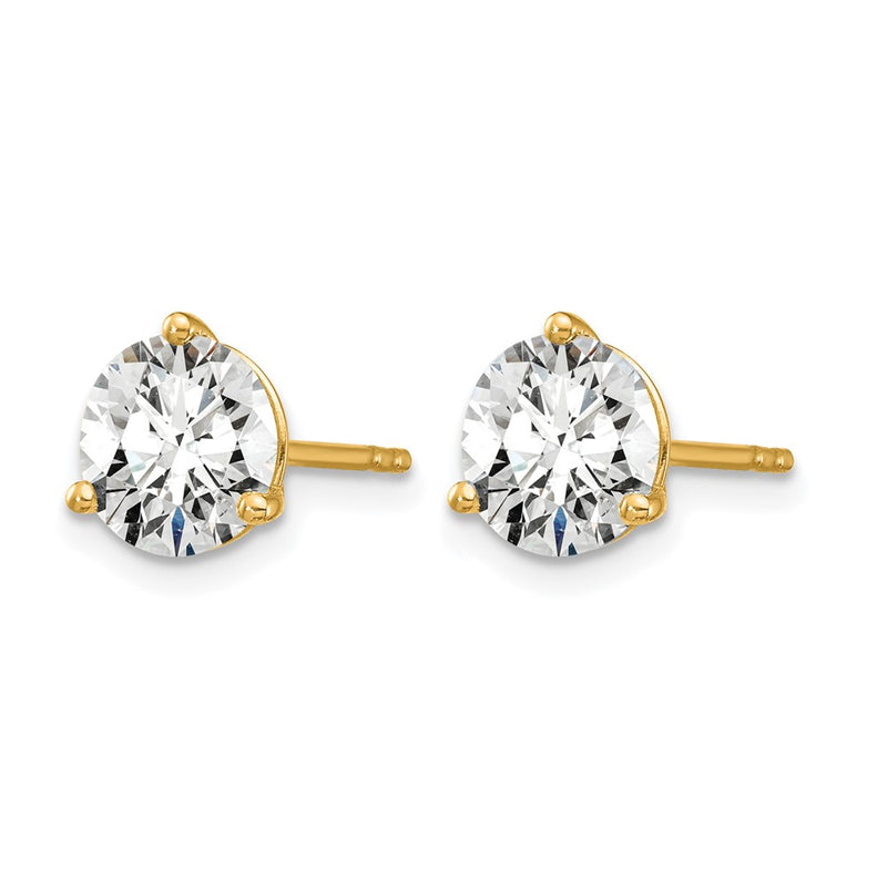 14K Yellow Gold 4 Ctw Certified Lab Grown Diamond Vs+ F+ Round 3 Prong Heavy Wt. Stud Earrings