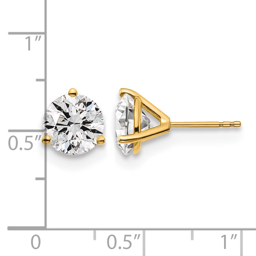 14K Yellow Gold 4 Ctw Lab Grown Diamond Vs+ F+ Round 3 Prong Heavy Wt. Stud Earrings