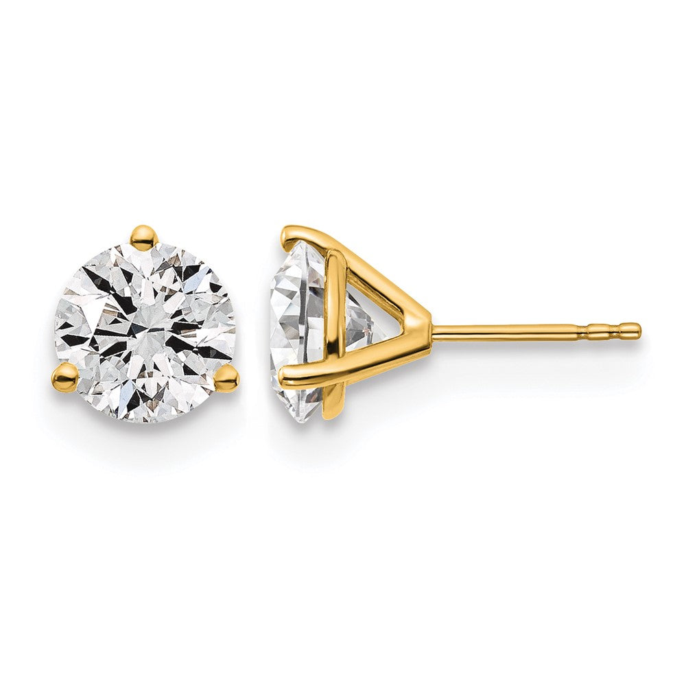 14k Yellow Gold 4 ctw Lab Grown Diamond VS/SI+ G+ Round 3 Prong Heavy Wt. Stud Earrings