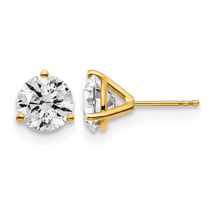 14k Yellow Gold 4 ctw Lab Grown Diamond VS/SI+ G+ Round 3 Prong Heavy Wt. Stud Earrings