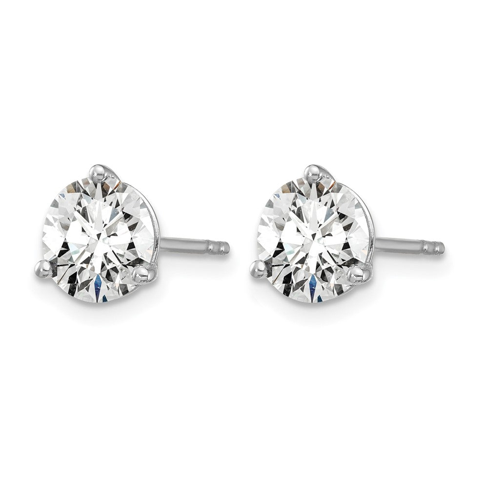 14k White Gold 5 Ct. Certified Lab Grown Diamond VS/SI+ G+ Round Three Prong Stud Post Earrings