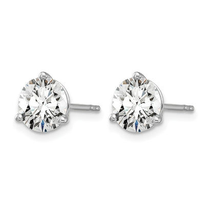 14k White Gold 5 Ct. Certified Lab Grown Diamond VS/SI+ G+ Round Three Prong Stud Post Earrings