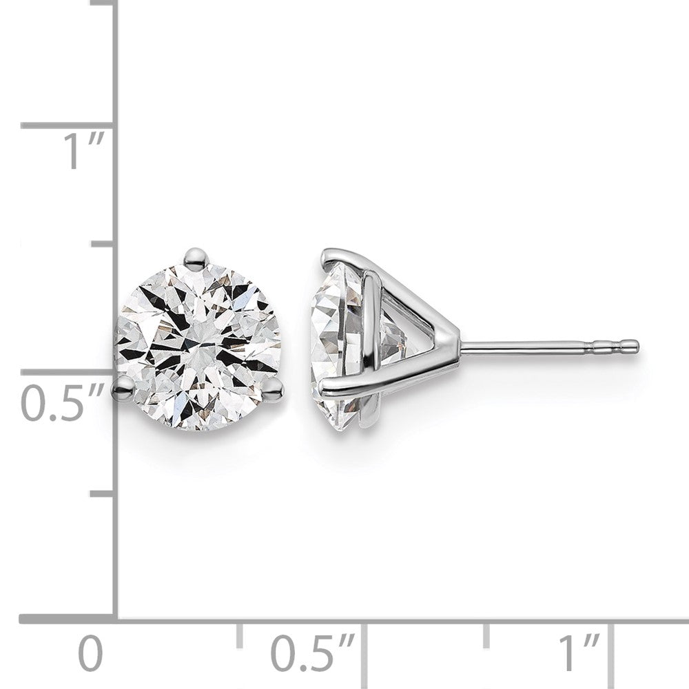 14k White Gold 5 Ct. Certified Lab Grown Diamond VS/SI+ G+ Round Three Prong Stud Post Earrings