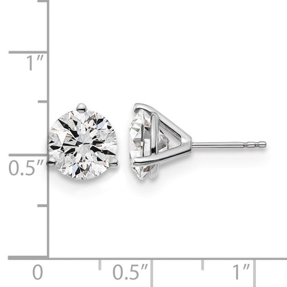14k White Gold 5 Ct. Certified Lab Grown Diamond VS/SI+ G+ Round Three Prong Stud Post Earrings