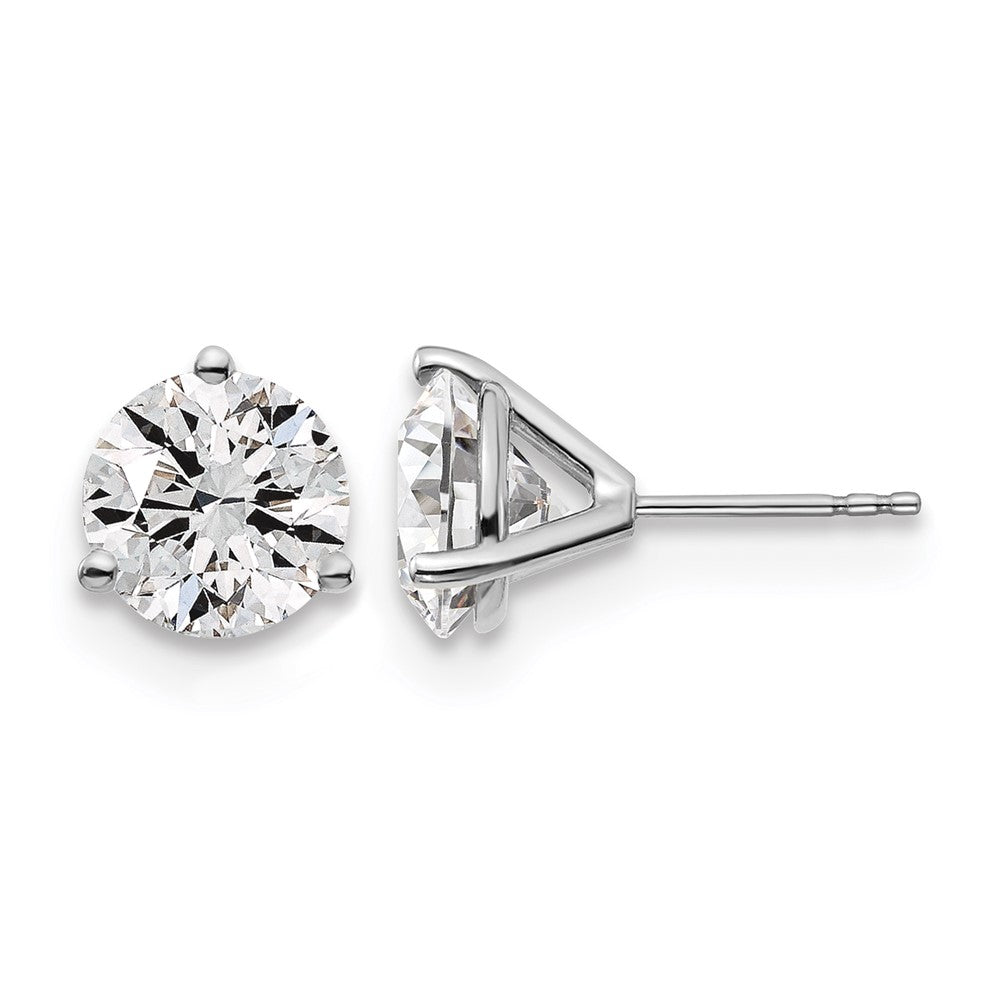 14k White Gold 5 Ct. Certified Lab Grown Diamond VS/SI+ G+ Round Three Prong Stud Post Earrings