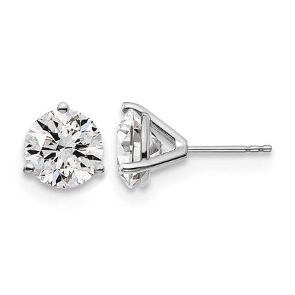 14k White Gold 5 Ct. Certified Lab Grown Diamond VS/SI+ G+ Round Three Prong Stud Post Earrings