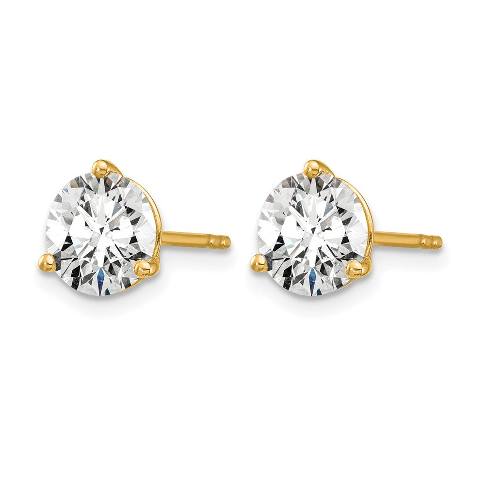 14k Yellow Gold 5 ctw Certified Lab Grown Diamond VS/SI+ G+ Round 3 Prong Heavy Wt. Stud Earrings