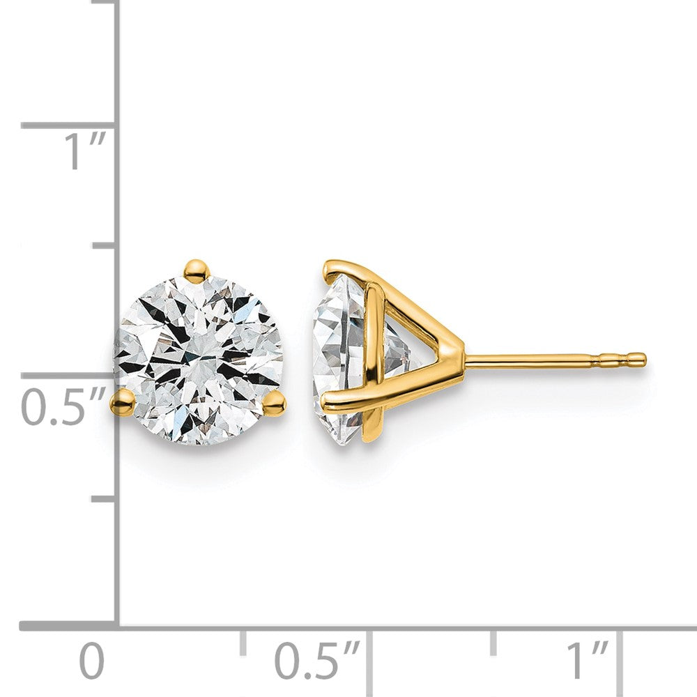 14k Yellow Gold 5 Ct. Lab Grown Diamond VS/SI+ G+ Round Three Prong Stud Post Earrings