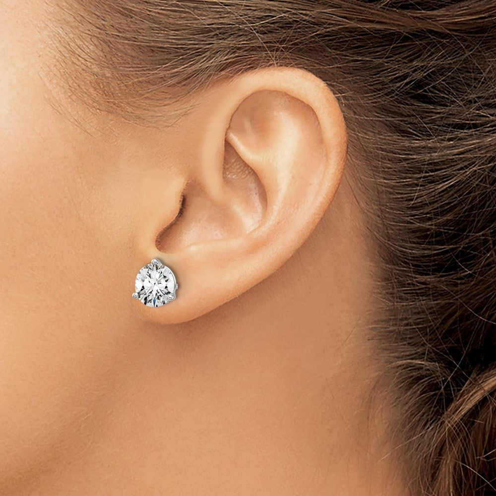 14k White Gold 6 ctw Certified Lab Grown Diamond VS/SI+ G+ Round 3 Prong Heavy Wt. Stud Earrings