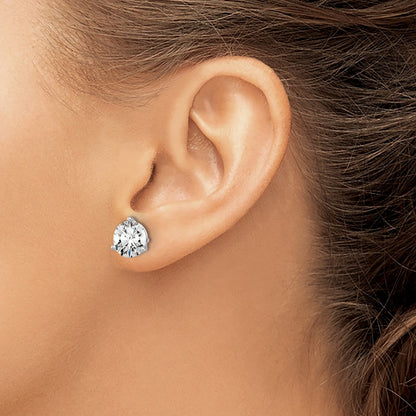14k White Gold 6 ctw Certified Lab Grown Diamond VS/SI+ G+ Round 3 Prong Heavy Wt. Stud Earrings