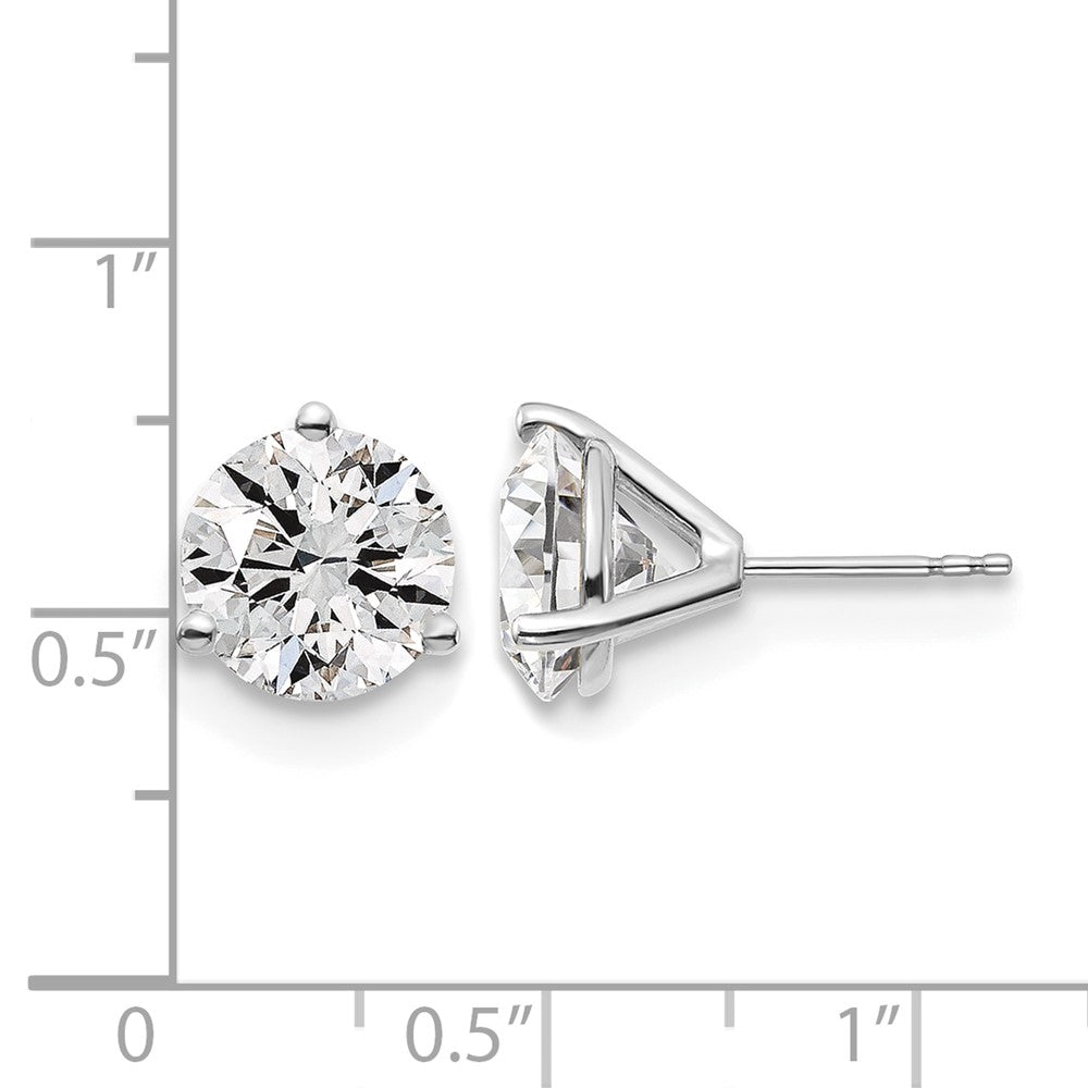 14k White Gold 6 Ct. Lab Grown Diamond VS/SI+ G+ Round Three Prong Stud Post Earrings