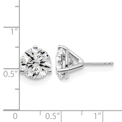 14k White Gold 6 Ct. Lab Grown Diamond VS/SI+ G+ Round Three Prong Stud Post Earrings
